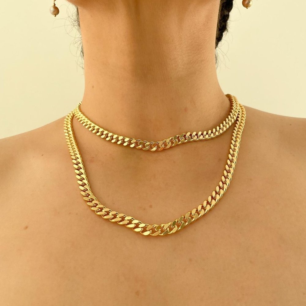 Cuban Curb Chain Necklace, Gold necklace, Gold Statement necklace​​​​​​​​​​​​